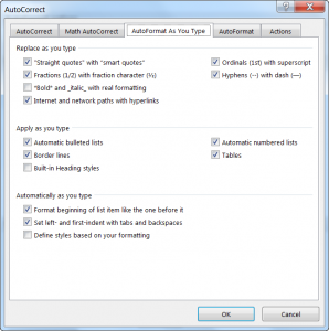 Microsoft Word AutoCorrect: AutoFormat As You Type