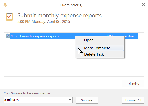 add reminder in outlook 2016