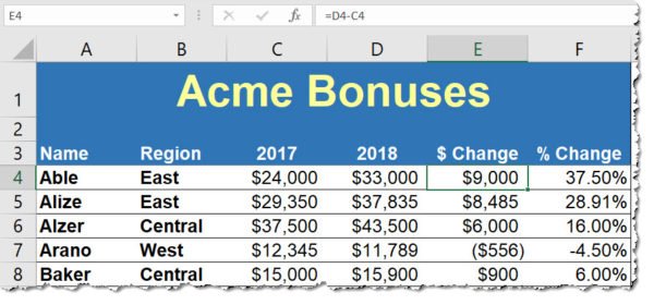 How to Calculate the Percentage Change