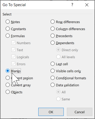 excel for mac autofill blank cells with above cell data