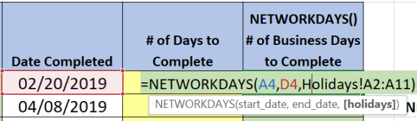 How to calculate dates in Excel without weekends and holidays; working with the Excel NETWORKDAYS function.