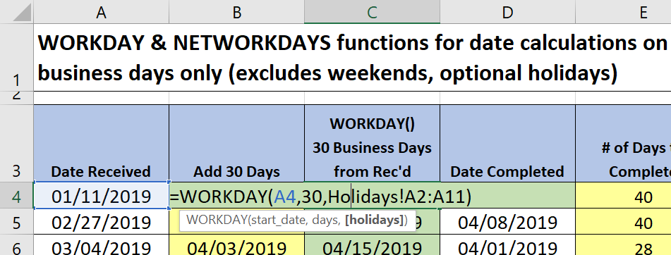 How To Calculate Date In Excel Excluding Weekends And Holidays