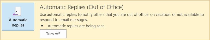 Microsoft Outlook Out of Office messages, how to turn off Automatic Replies with out of office notifications