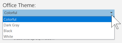 Microsoft Outlook Dark Mode, change the Outlook theme, black theme in Outlook, colorful theme in Outlook