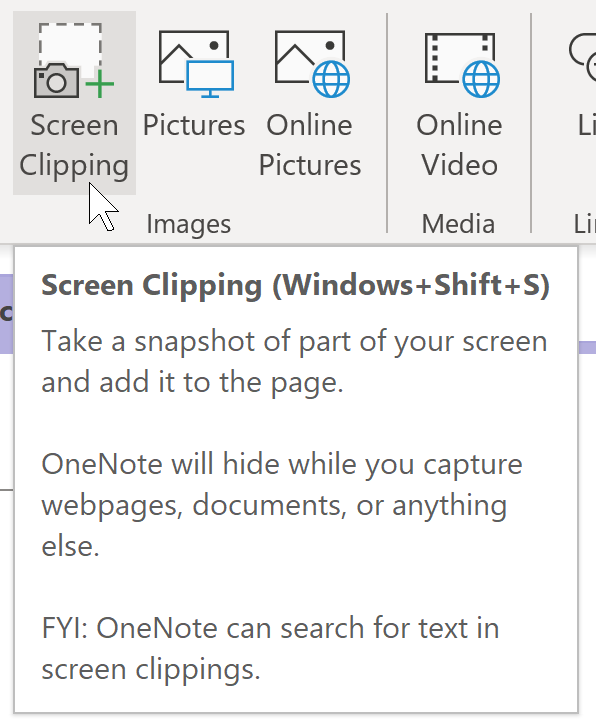 onenote screen clipping for mac