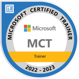 logo for Microsoft Certified Trainer credential issued by Microsoft