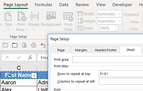 Freeze Panes in Excel, how to lock rows at the top of a worksheet, Print Titles in Excel