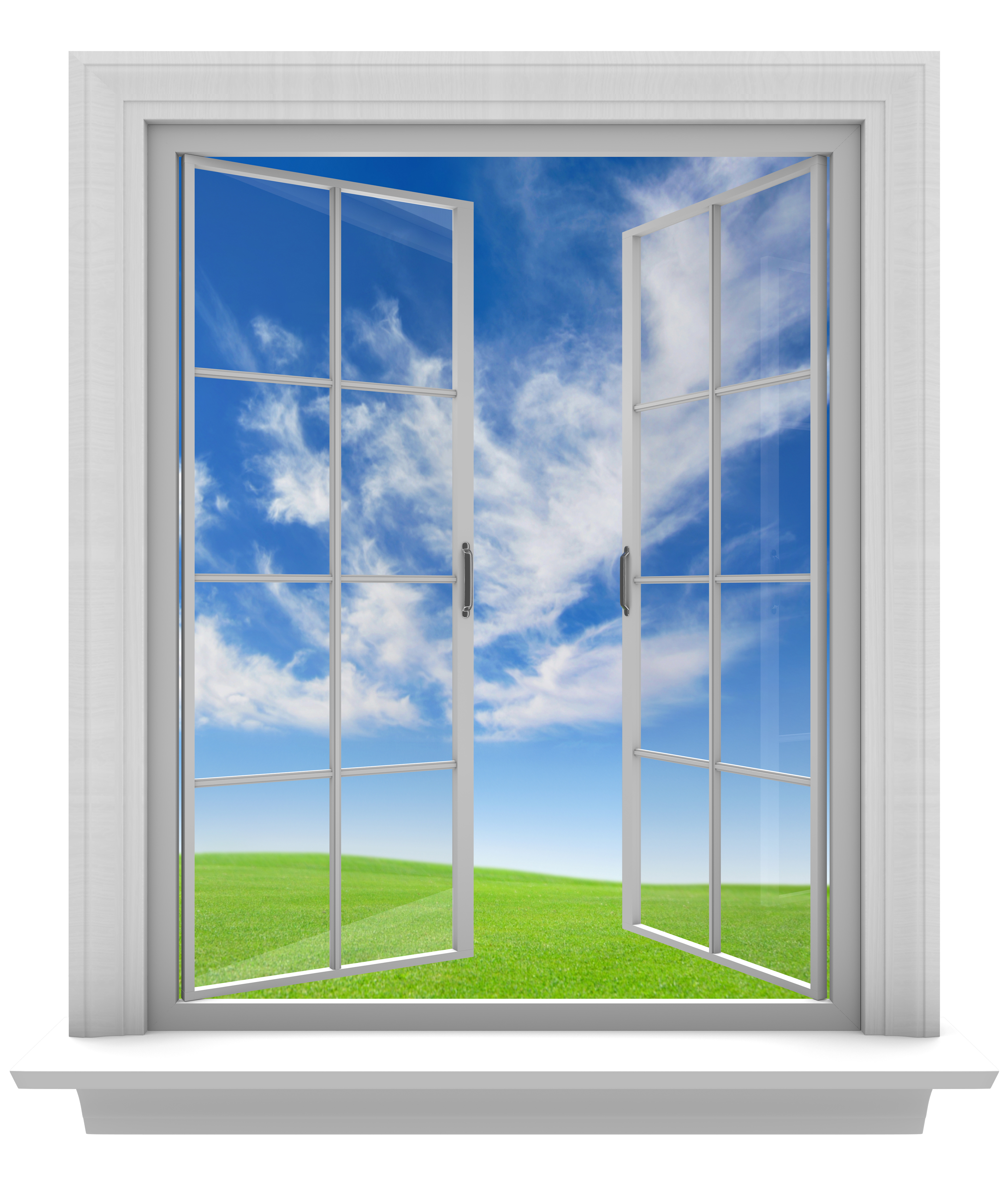 Action window open. Небо в окне. Окно фон. Открытое окно на прозрачном фоне. Голубое небо в окне.